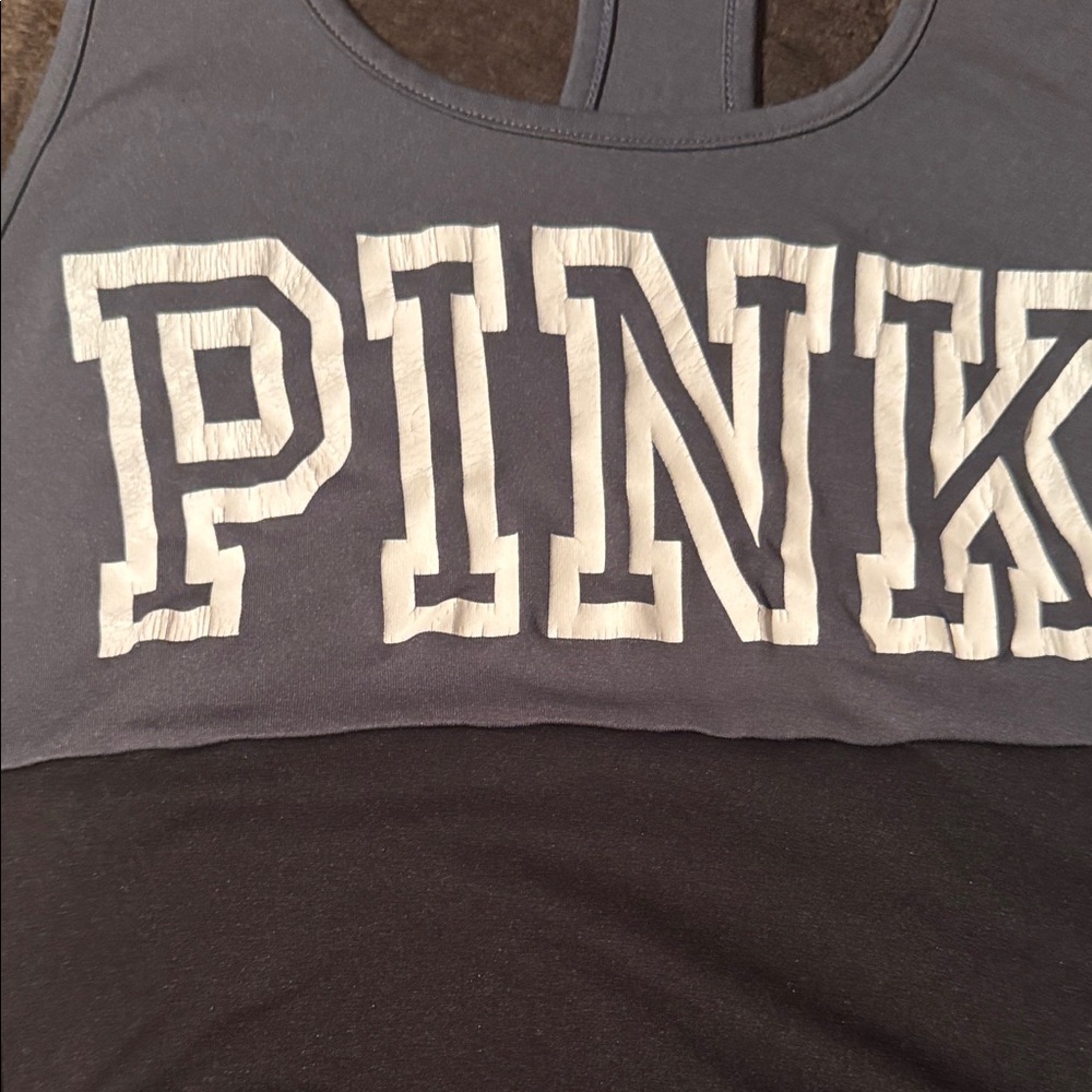 PINK Victoria's Secret Two-Tone Racerback Muscle Tee in Navy and Slate - Picture 2 of 4